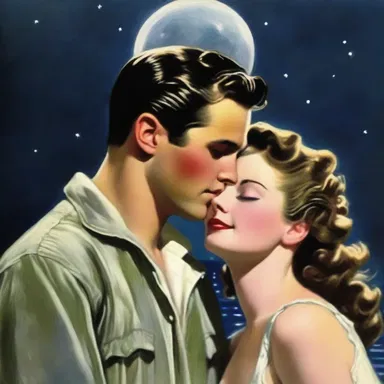 The young couple embraced under the moonlight, their skin glistening with the sensuous glow of goose grease.