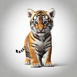 This image showcases a baby tiger in full form with no background