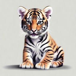 This image showcases a baby tiger in full form with no background