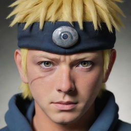 A hyper-realistic image of Naruto Uzumaki in his sage mode, exhibiting distinctive features like toad-like eyes and markings around his eyes.