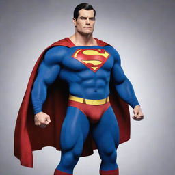 A fusion of Mememan and Superman: A robust character with Superman's physique and prowess combined with Mememan's iconic, quirky style, exhibiting both seriousness and humor.