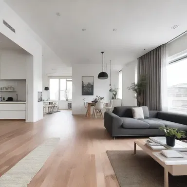 The open floor plan in this modern apartment provides ample breathing room for residents, allowing for a sense of spaciousness and freedom of movement.
