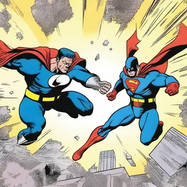 In the action-packed comic strip, the superhero battles his nemesis in a thrilling chase scene, utilizing every bit of breathing room to outmaneuver his opponent.