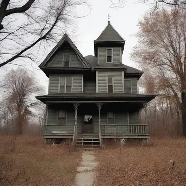 The small town shunned the haunted house, as it was rumored to be cursed with supernatural activities.