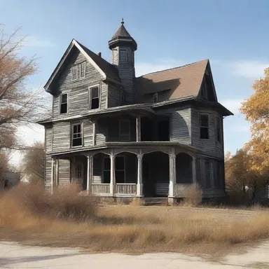 The small town shunned the haunted house, as it was rumored to be cursed with supernatural activities.