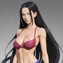 Boa Hancock from One Piece reimagined as an advanced, sleek AI character