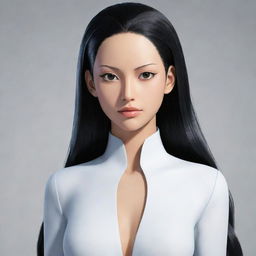 Boa Hancock from One Piece reimagined as an advanced, sleek AI character