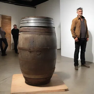 The artist transformed an old keg into a sculpture for their gallery exhibition.
