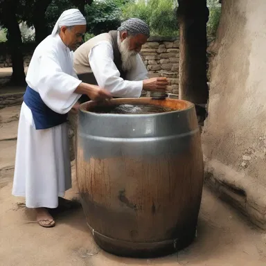 In some religious rituals, a keg filled with holy water is used to cleanse and purify the believers during sacred ceremonies.