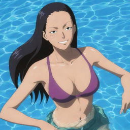 Boa Hancock from One Piece swimming in a pool