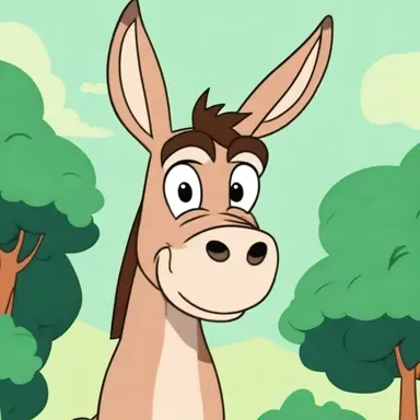 The dun-colored donkey in the cartoon had a perpetual frown on its face.