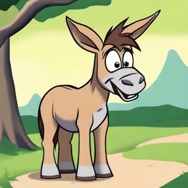 The dun-colored donkey in the cartoon had a perpetual frown on its face.