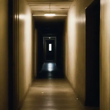 The haunting presence lurking in the dimly lit hallway had eyes that were a bone-chilling dun-colored.