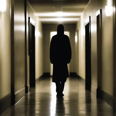 The haunting presence lurking in the dimly lit hallway had eyes that were a bone-chilling dun-colored.