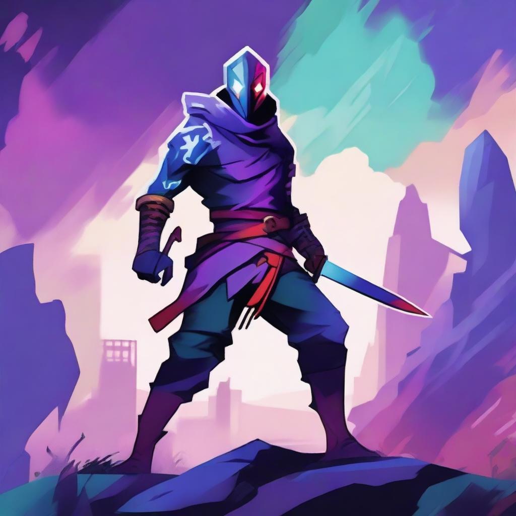 A high-quality digital art piece showcasing the Beheaded, the protagonist from the Dead Cells game