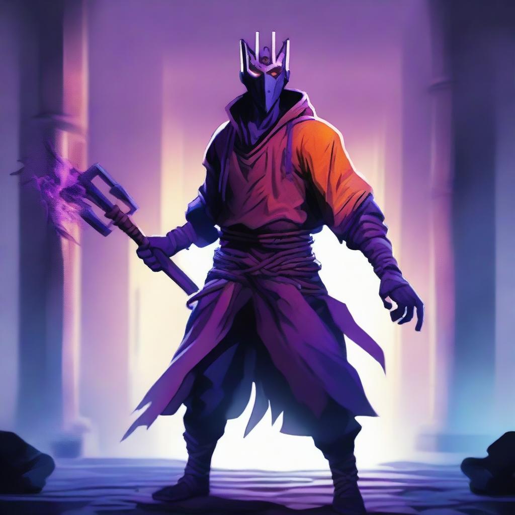 An excellent digital art piece featuring the Prisoner, a character from the Dead Cells game