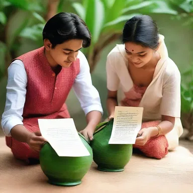 The young couple exchanged love letters written on delicate olla leaves, expressing their deep affection for each other.