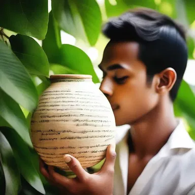 The young couple exchanged love letters written on delicate olla leaves, expressing their deep affection for each other.
