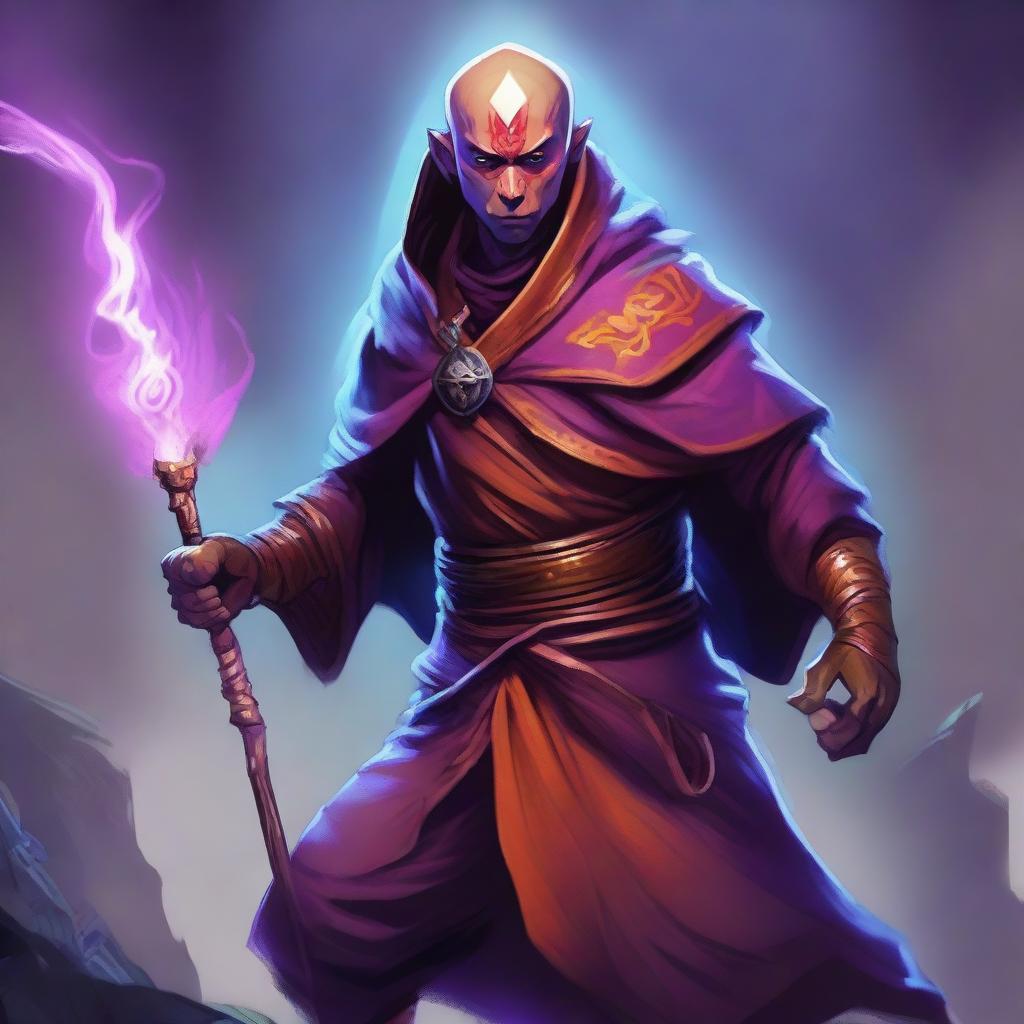 A captivating digital art piece showcasing a Dungeons and Dragons Monk character, inspired by the Dead Cells game