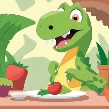 In the cartoon show, the dinosaur character exhibited omophagia by munching on raw vegetables.