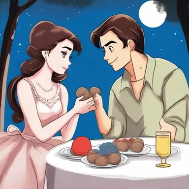As they dined under the stars, he presented her with a plate of earth-balls, a delicacy symbolizing their love.