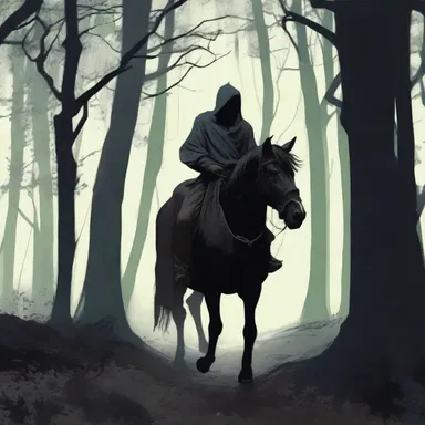 The pedaller rode through the dark forest, hearing strange sounds echoing around him.