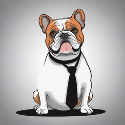 A vector illustration of a bulldog holding a sign, primarily in black and white with accents of orange.