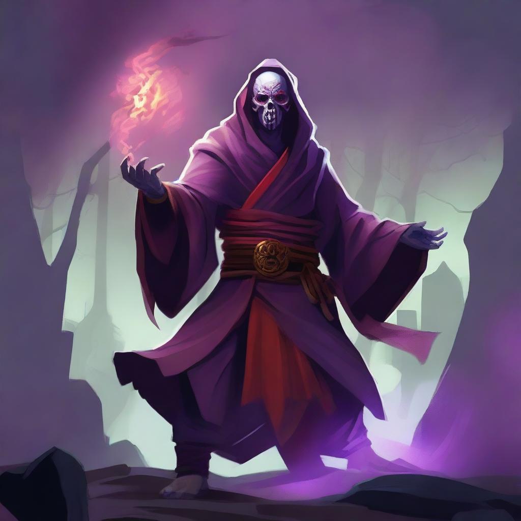 A captivating digital art piece featuring an undead monk character from Dungeons and Dragons, inspired by the Dead Cells game