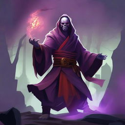 A captivating digital art piece featuring an undead monk character from Dungeons and Dragons, inspired by the Dead Cells game