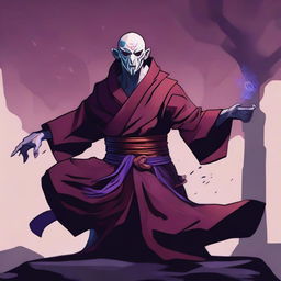 A captivating digital art piece featuring an undead monk character from Dungeons and Dragons, inspired by the Dead Cells game
