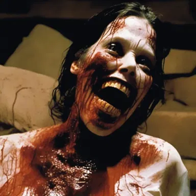 The horror movie portrayed an overflow of blood and gore, shocking the audience with its graphic scenes.