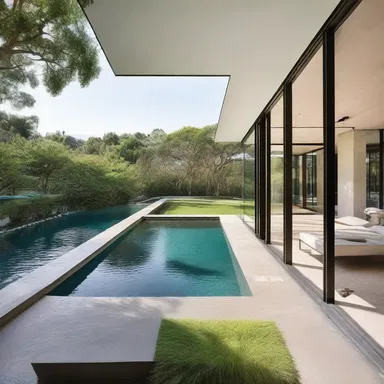 The modern house design incorporated an overflow concept, where the swimming pool seamlessly blended with the surrounding landscape.
