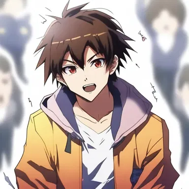 As the protagonist was declared the winner of the intense battle, his excitement overflowed, causing bright anime tears to well up in his eyes.