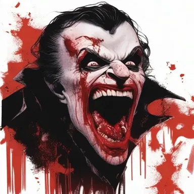 In the horror novel, blood began to overflow from the vampire's mouth as he devoured his victims.
