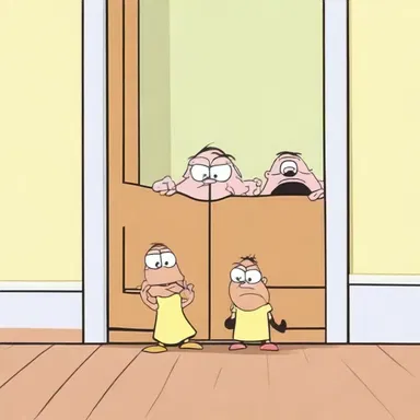 In the animated show, the mischievous characters often hide behind the skirting board to play pranks on each other.