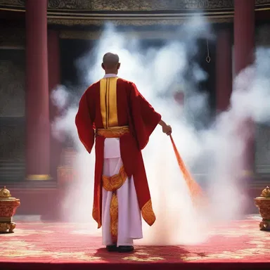 During the religious ceremony, the priest used incense to cleanse the space, waving the balancer in graceful arcs.