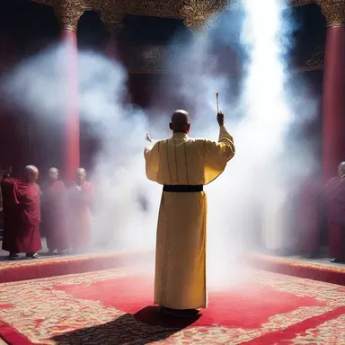 During the religious ceremony, the priest used incense to cleanse the space, waving the balancer in graceful arcs.