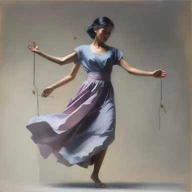 The delicate and graceful movements of the balancer captured the artist's attention, inspiring them to paint a beautiful portrait.
