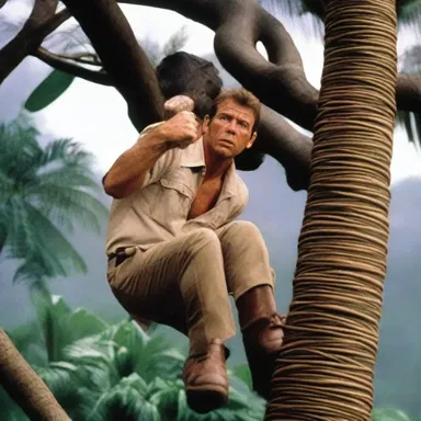 In the movie 'Jurassic Park', the character Dr. Grant climbs a tree made of rattan palm when trying to escape from a T-Rex.