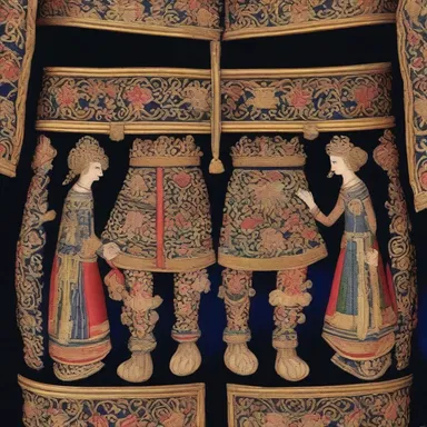 In the magical kingdom, the royal courtiers donned exquisite trunk hose decorated with intricate embroidery.