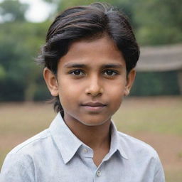 An Indian boy with long, clean-shaven hair, looking confident and stylish