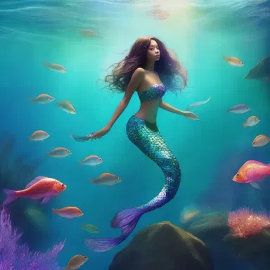In the mythical kingdom of Atlantia, the mermaids' pleopods shimmered with iridescent colors as they gracefully swam through the enchanted waters.