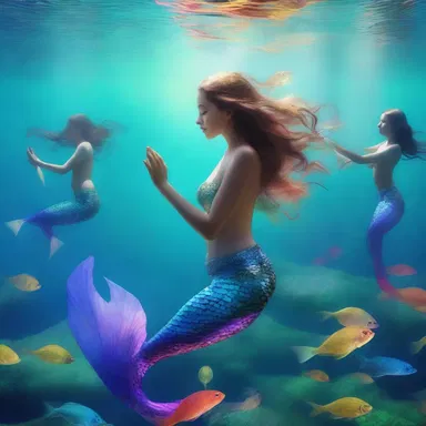 In the mythical kingdom of Atlantia, the mermaids' pleopods shimmered with iridescent colors as they gracefully swam through the enchanted waters.