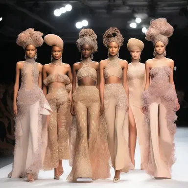 The runway show featured models dressed in extravagant outfits, showcasing the full range of the designer's creativity.