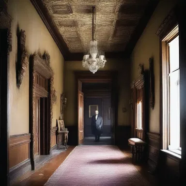 The old mansion had a creepy atmosphere, with the hallway full of dimly lit antique portraits that seemed to watch your every move.