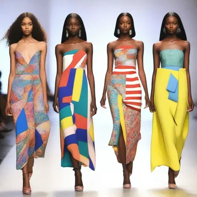 The fashion designer showcased a full range of colorful and trendy outfits on the runway.