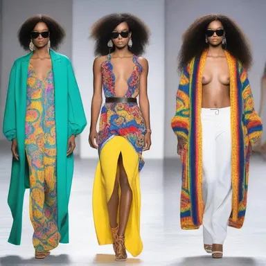 The fashion designer showcased a full range of colorful and trendy outfits on the runway.