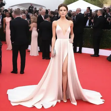 She wore a full-length gown to the red carpet event.