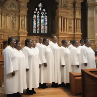 During the religious ceremony, the choir's voices filled the church with a full harmony.