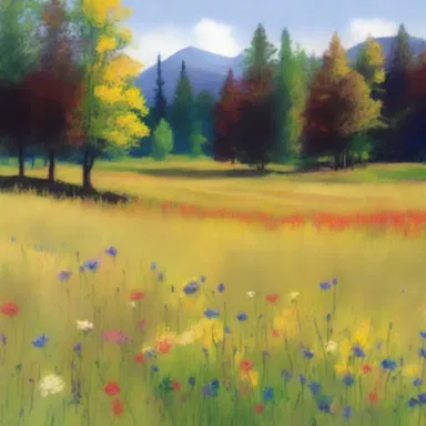 The painter skillfully captured the vibrant colors of the meadow in a full landscape.